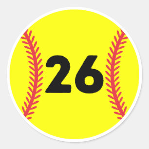 Softball Player Jersey Favorite nummer 26 Runt Klistermärke