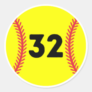 Softball Player Jersey Favorite nummer 32 Runt Klistermärke
