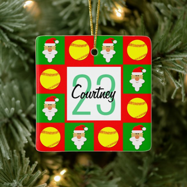 Softball Player Namn och Anpassningsbar jul Julgransprydnad Keramik (Träd)