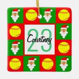 Softball Player Namn och Anpassningsbar jul Julgransprydnad Keramik
