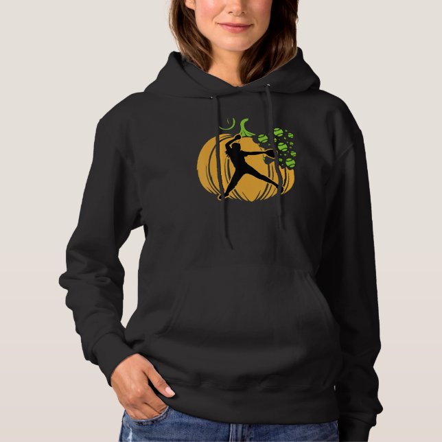 Softball Player Pumpkin Veggie Fall Coola Sports L T Shirt (Framsida)