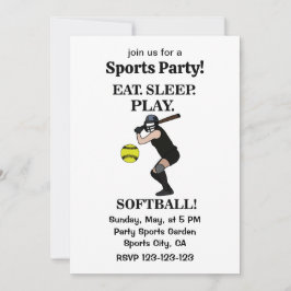 Softball Player Sports Party Inbjudningar
