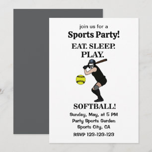 Softball Player Sports Party Inbjudningar