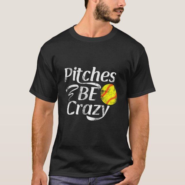 Softball Player-stiches Be Crazy Funny Softball Pi T Shirt (Framsida)
