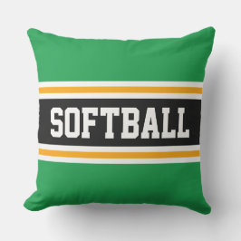 SOFTBALL Roligt Bright Grönt Black Athletic Rand Kudde