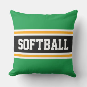 SOFTBALL Roligt Bright Grönt Black Athletic Rand Kudde