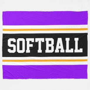 SOFTBALL Roligt Bright Lila Black Athletic Rand Fleecefilt
