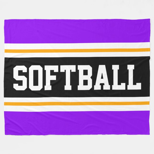 SOFTBALL Roligt Bright Lila Black Athletic Rand Fleecefilt (Framsidan (Horisontell))