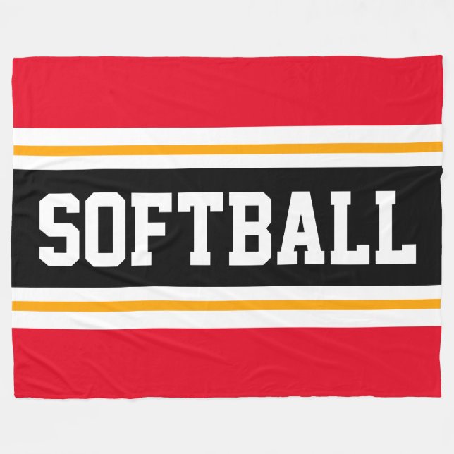 SOFTBALL Roligt Bright Red Black Athletic Rand Fleecefilt (Framsidan (Horisontell))