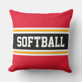 SOFTBALL Roligt Bright Red Black Athletic Rand Kudde