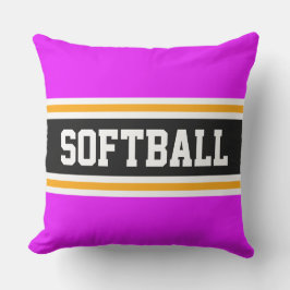 SOFTBALL Roligt Bright Rosa Black Athletic Rand Kudde