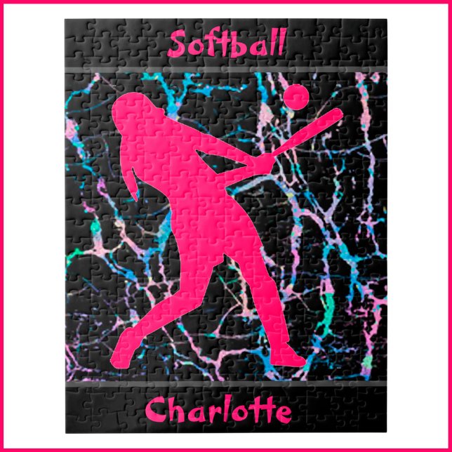 Softball Rosa / Black / Silver Pussel (Skapare uppladdad)
