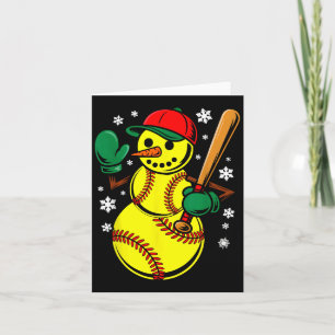 Softball Santa Hat Snögubbe Julafton Funny Softbal Kort