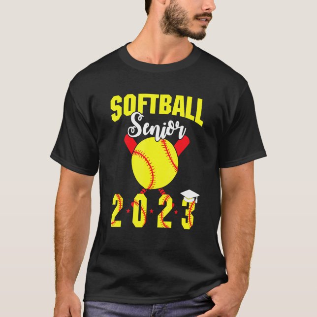 Softball Senior 2023 Studenten-fotbollsspelare T Shirt (Framsida)