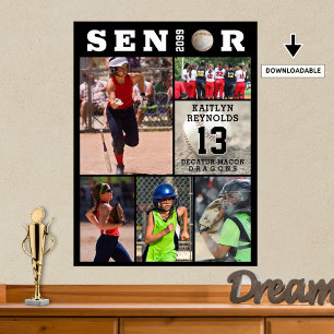 Softball Senior Studenten 6 Photo Collage Poster