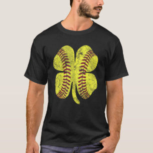 Softball Shamrock St patrick's day Funny St Patric T Shirt