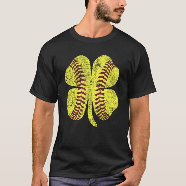 Softball Shamrock St patrick's day Funny St Patric T Shirt (Framsida)