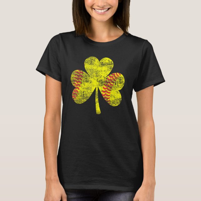 Softball Shamrock St Patricks Day Irländska Sporte T Shirt (Framsida)