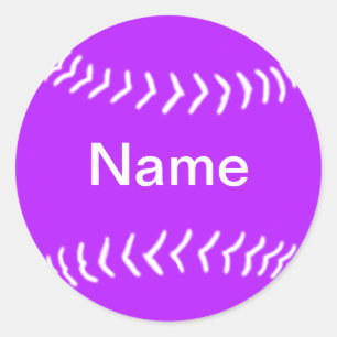 Softball Silhouette Sticker Lila Runt Klistermärke