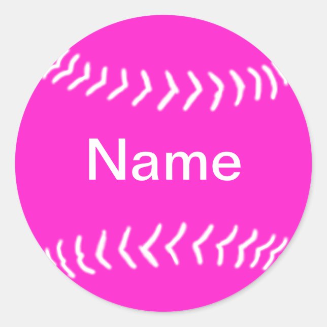 Softball Silhouette Sticker Rosa Runt Klistermärke (Framsida)