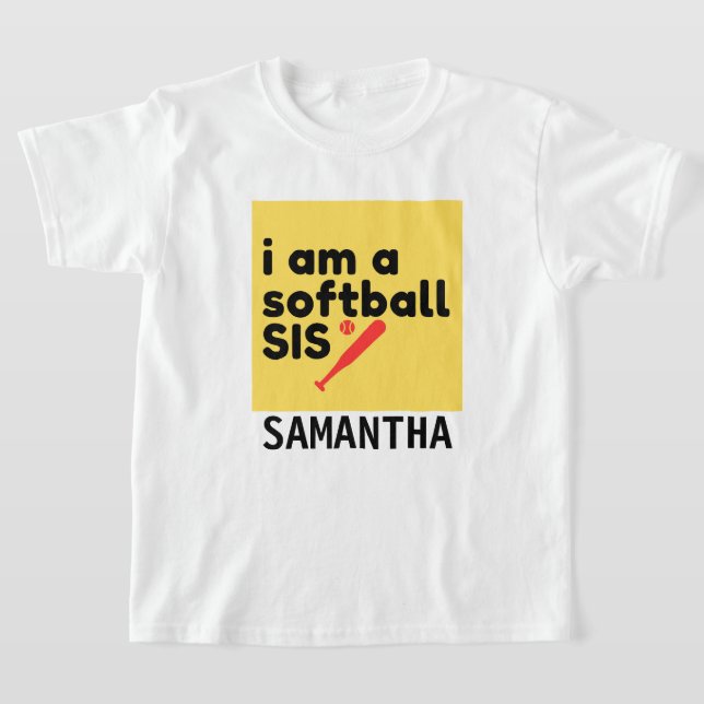 Softball Sister T-shirt Personalize Anpassningsbar (Laydown)