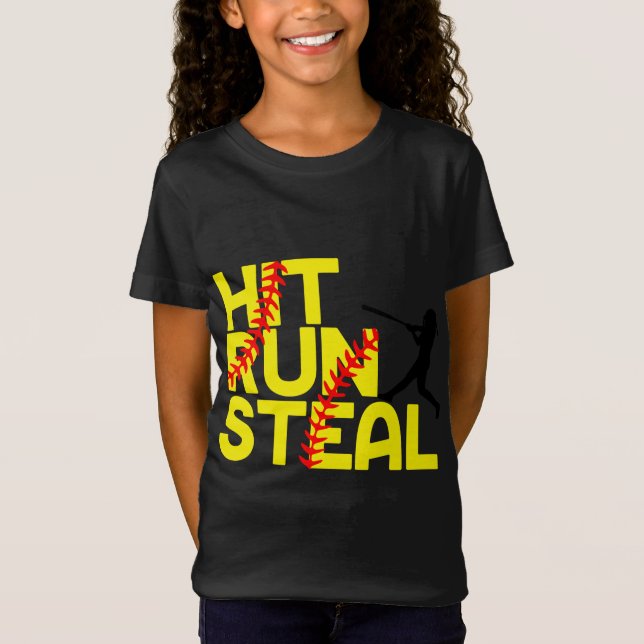 Softball Slå Springa Steal T Shirt (Framsida)