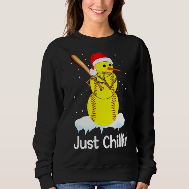 Softball Snögubbe Just Chillin-julsoftball T Shirt (Framsida)