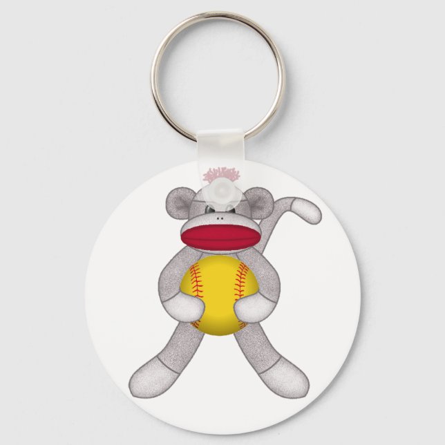 Softball Sock monkey Nyckelring (Framsida)
