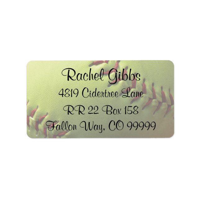 Softball Sports Bröllop Theme-Adressetiketter Adressetikett (Framsidan)
