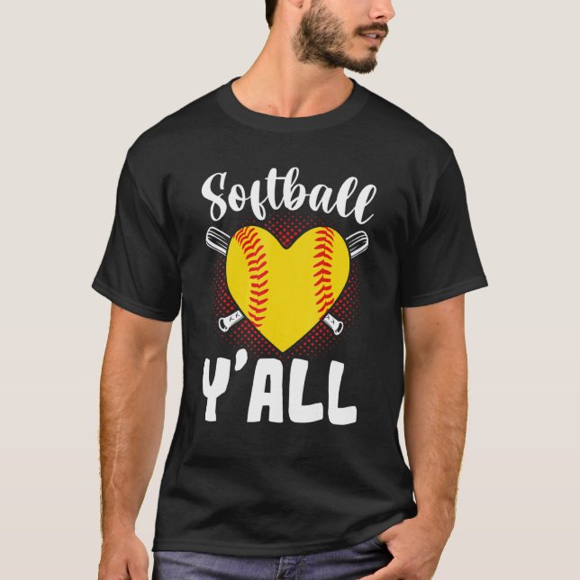 Softball Sports Yall Softball Cute Softball Outf T Shirt (Framsida)