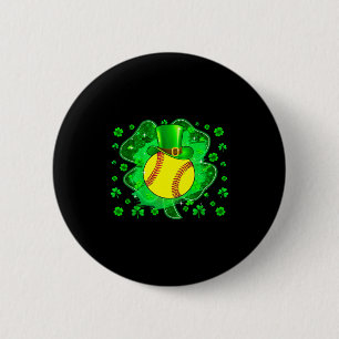 Softball St Patricks Day Leprechaun Shamrock Pojka Knapp
