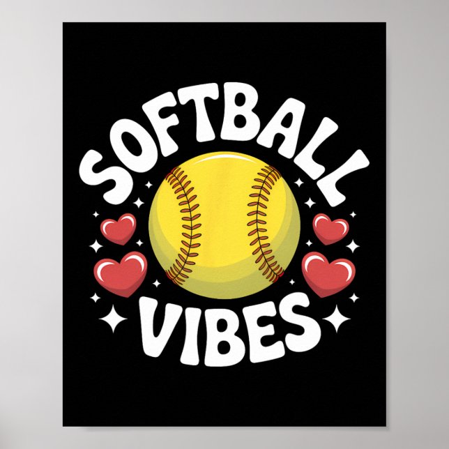 Softball-stämning Söt Fastpitch-softbollagspelare Poster (Framsidan)