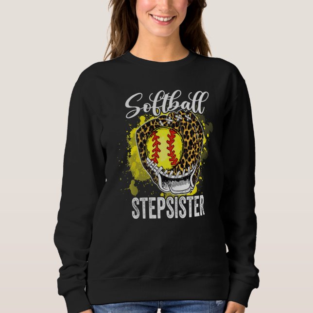 Softball Stepsyster Leopard Glove Game Day Mor T Shirt (Framsida)