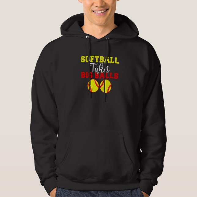 Softball takes big Balls  Softball Hoodie (Framsida)
