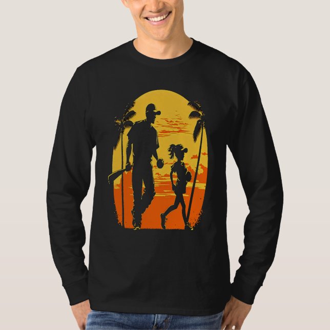 Softball Team Fans Father And Daughter Playing  3 T Shirt (Framsida)