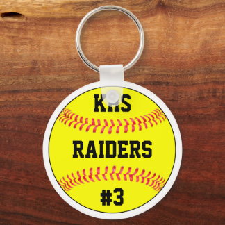 Softball Team Namn, School Brev och Player Number Nyckelring