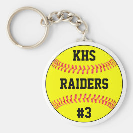 Softball Team Namn, School Brev och Player Number Nyckelring
