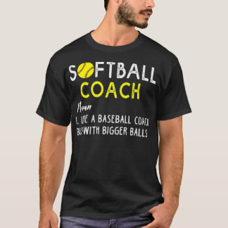 Softball tränare som en baseboll-buss men med stor t shirt
