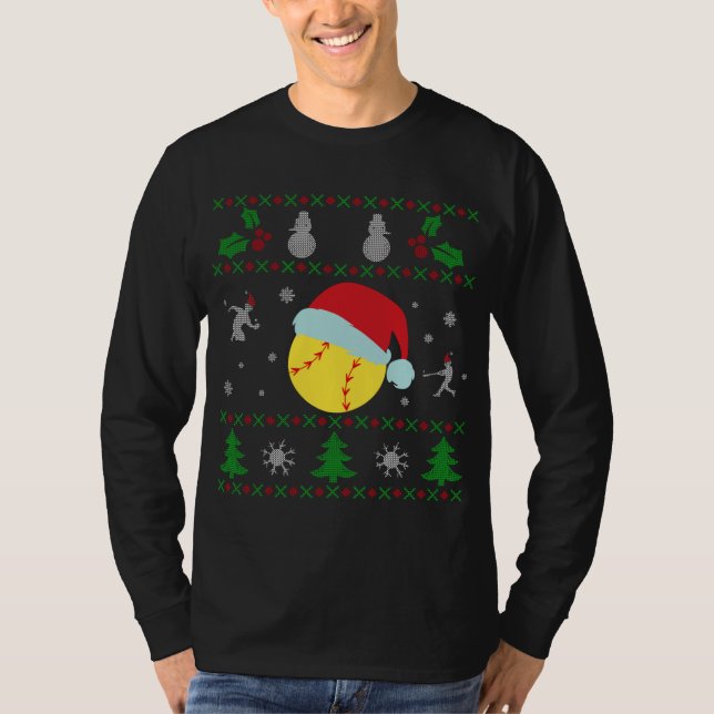 Softball Ugly jul Sweater T Shirt (Framsida)