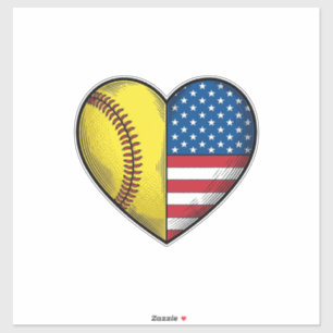 Softball USA Flagga Hjärta Vintage Vektor Design_1 Klistermärken