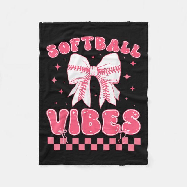 Softball Vibes Softball Couqette Groovy Softball G Fleecefilt (Framsidan)