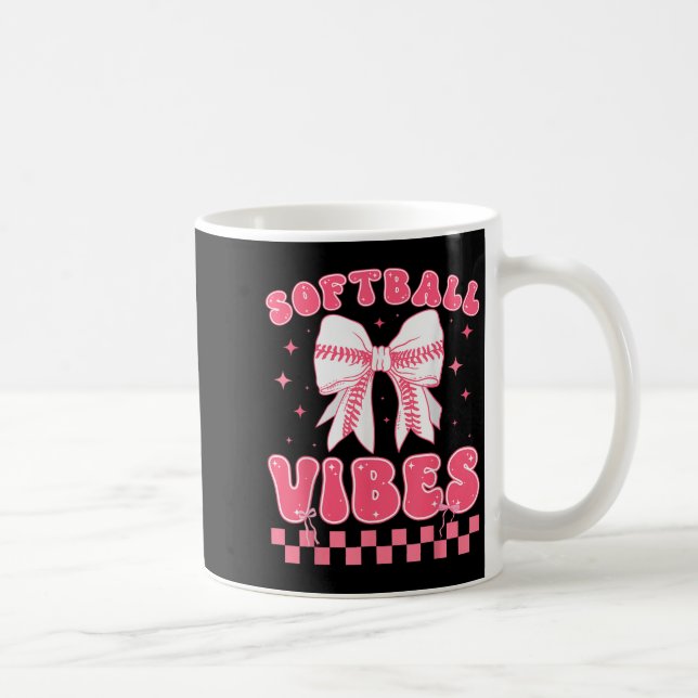 Softball Vibes Softball Couqette Groovy Softball G Kaffemugg (Höger)
