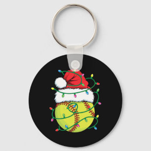 Softball with Santa Hat Manar Boys Girls jul X Nyckelring