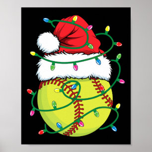 Softball with Santa Hat Manar Boys Girls jul X Poster