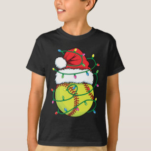 Softball with Santa Hat Manar Boys Girls jul X T Shirt