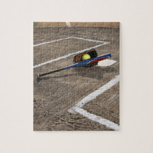 Softballet, softballhandsken och fladdermöss pussel