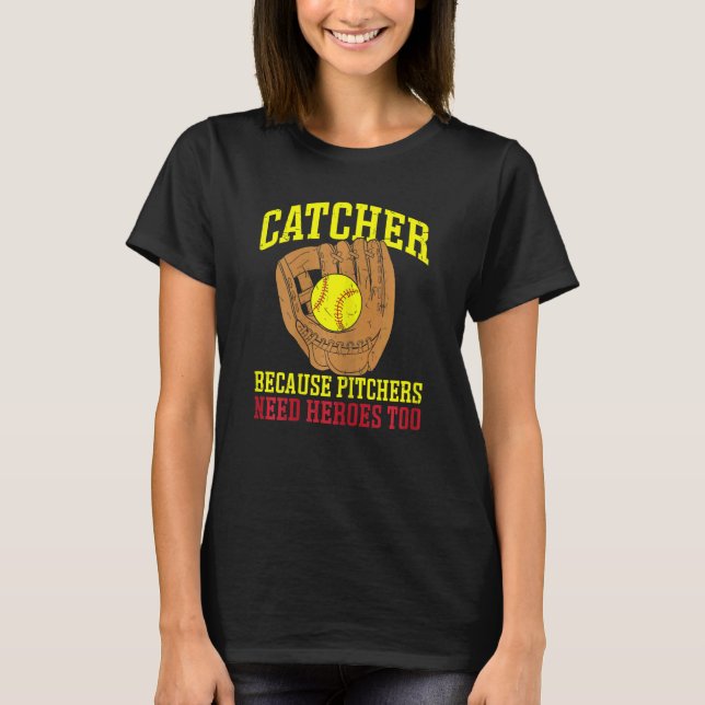 Softballfångare eftersom pitchers också behöver hj t shirt (Framsida)