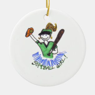 Softballflickaprydnad Julgransprydnad Keramik