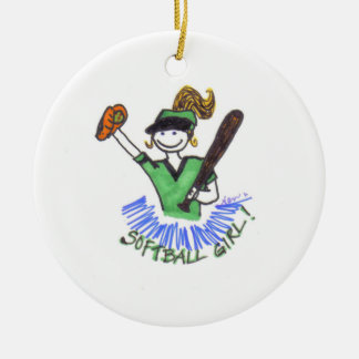 Softballflickaprydnad Julgransprydnad Keramik