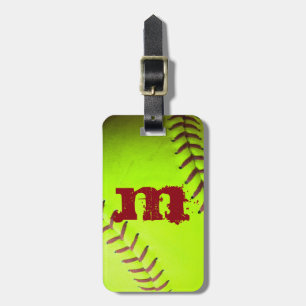 Softballgult fastar för Monogrambagage för graden Bagagebricka